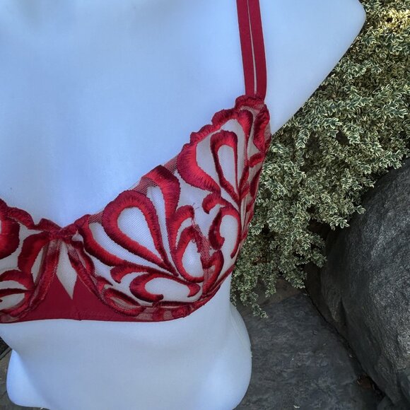 Simone Perele Red Look Demi Cup Unlined Balconette Bra 34E - Picture 3 of 9